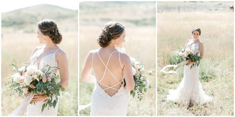 bride with bridal bouquet and elegant gown